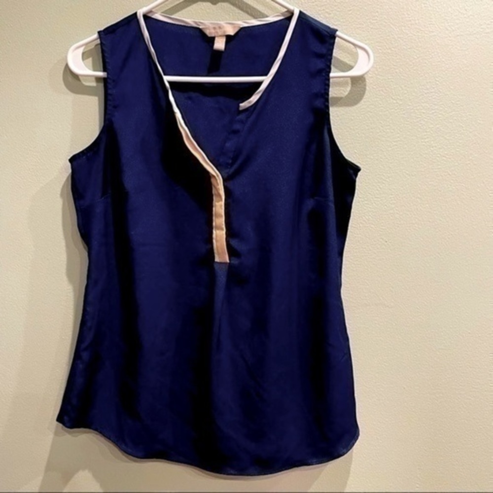 Banana Republic small sleeveless blouse navy tank top small petite vintage shirt